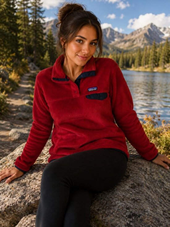 Patagonia Tops - Patagonia Womens red fleece pull over top sweatshirt activewear size L